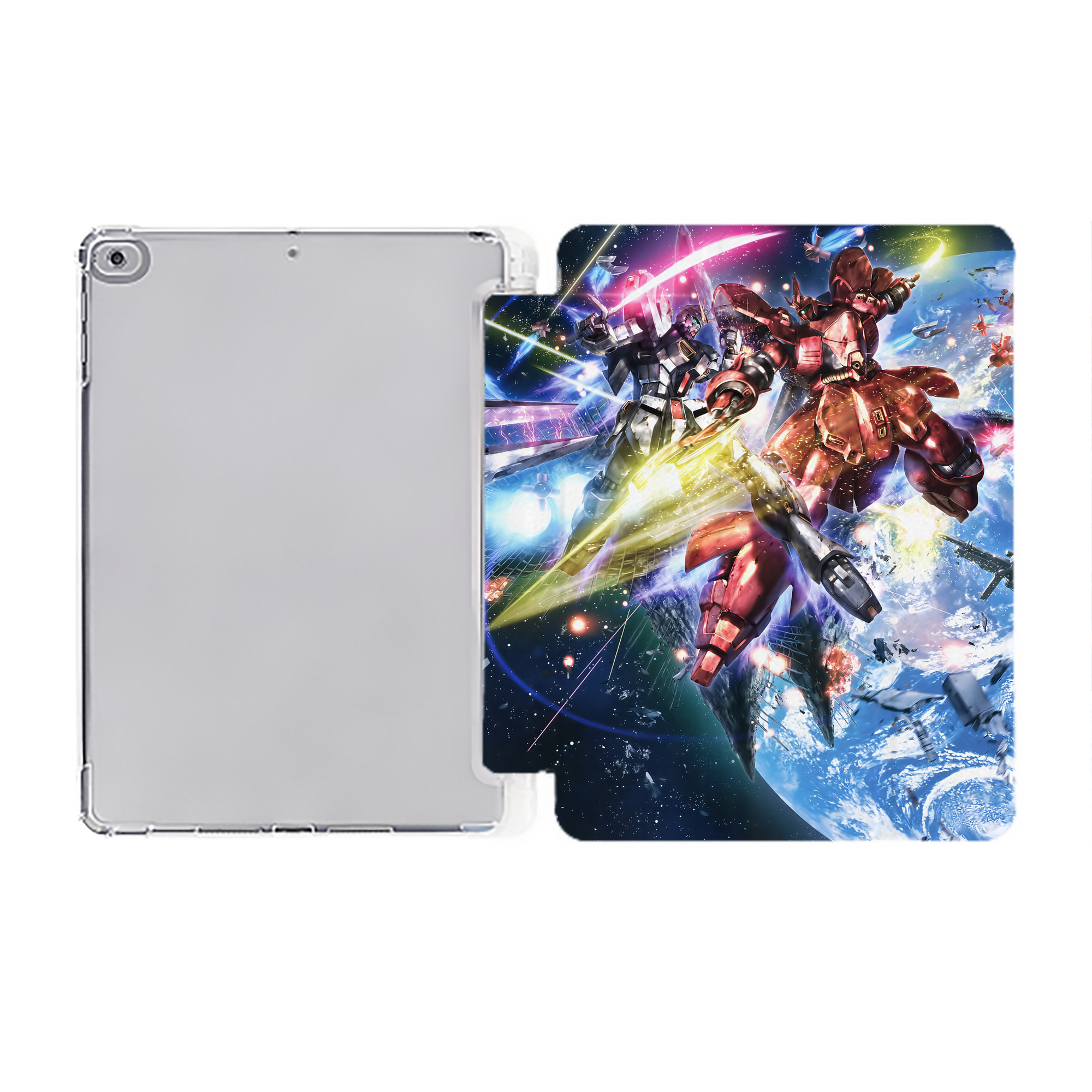（画像用） 機動戦士ガンダム Mobile Suit Gundam IPad ケース ペン収納付き 三つ折りスタンド PUレザー×シリコン 対応機種9.5/10.5/10.9インチ